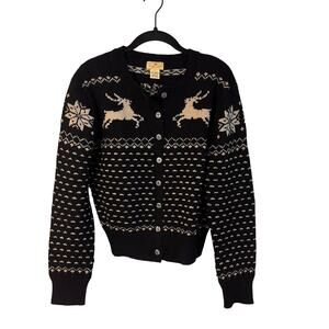 Black Reindeer Pattern Cardigan